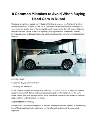 8 Common Mistakes to Avoid When Buying Used Cars in Dubai