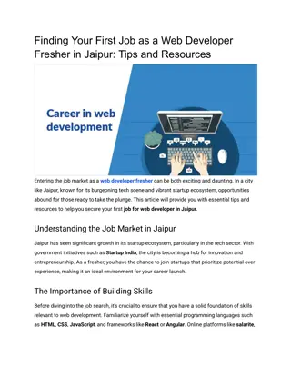 Finding Your First Job as a Web Developer Fresher in Jaipur