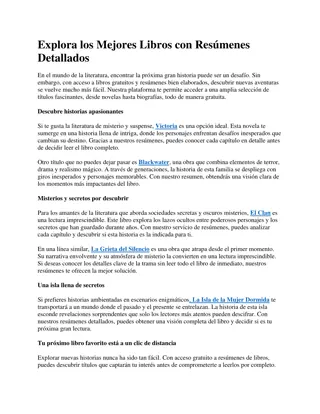 Explora los Mejores Libros con Resúmenes Detallados