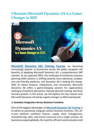 MicroSoft Ax Training  MicroSoft Dynamics 365 Training Courses