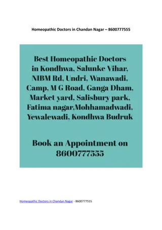 Homeopathic Doctors in Chandan Nagar - 8600777555