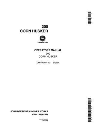 John Deere 300 Corn Husker Operator’s Manual Instant Download (Publication No.OMN159565)