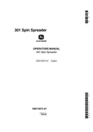 John Deere 301 Spin Spreader Operator’s Manual Instant Download (Publication No.OMC18272)