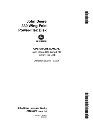 John Deere 330 Wing-Fold Power-Flex Disk Operator’s Manual Instant Download (Publication No.OMA33157)