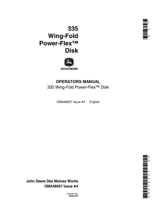 John Deere 335 Wing-Fold Power-Flex™ Disk Operator’s Manual Instant Download (Publication No.OMA48057)