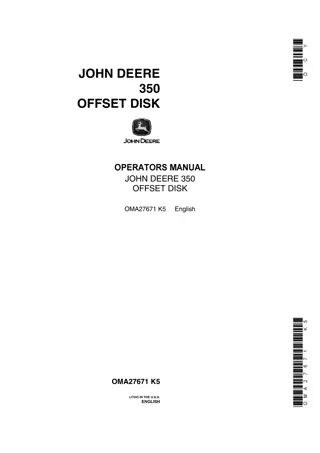 John Deere 350 Offset Disk Operator’s Manual Instant Download (Publication No.OMA27671)