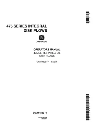 John Deere 475 Series Integral Disk Plows Operator’s Manual Instant Download (Publication No.OMA14806)