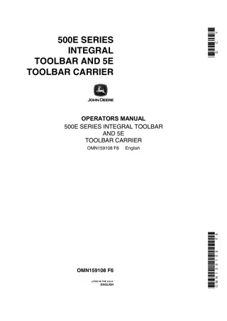 John Deere 500E Series Integral Toolbar and 5E Toolbar Carrier Operator’s Manual Instant Download (Publication No.OMN159108)