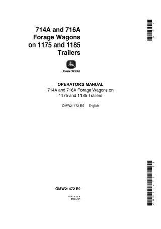 John Deere 714A and 716A Forage Wagons on 1175 and 1185 Trailers Operator’s Manual Instant Download (Publication No.OMW21472)