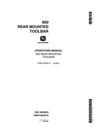 John Deere 800 Rear Mounted Toolbar Operator’s Manual Instant Download (Publication No.OMN159508)