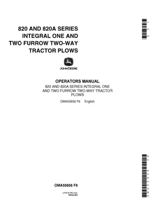 John Deere 820 and 820A Series Integral One and Two Furrow Two-Way Tractor Plows Operator’s Manual Instant Download (Publication No.OMA55656)