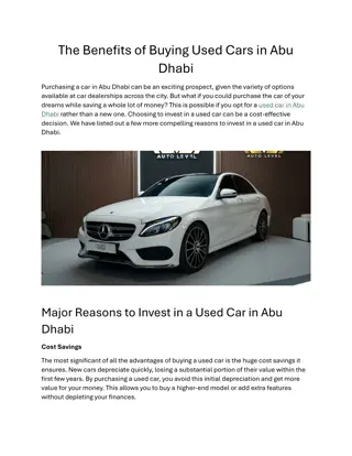 The Benefits of Buying Used Cars in Abu Dhabi