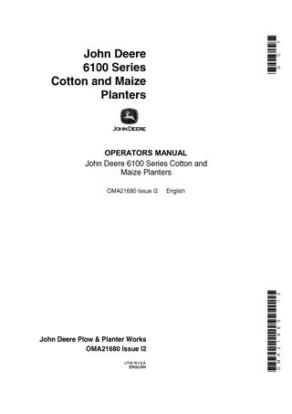 John Deere 6100 Series Cotton and Maize Planters Operator’s Manual Instant Download (Publication No.OMA21680)