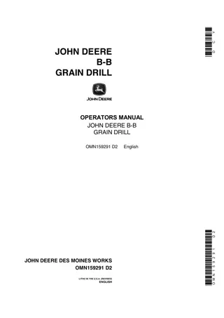 John Deere B-B Grain Drill Operator’s Manual Instant Download (Publication No.OMN159291)