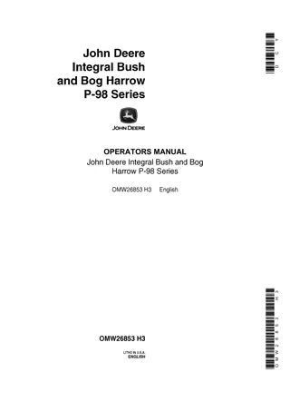 John Deere Integral Bush and Bog Harrow p-98 Series Operator’s Manual Instant Download (Publication No.OMW26853)