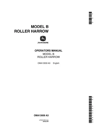 John Deere Model B Roller Harrow Operator’s Manual Instant Download (Publication No.OMA13009)