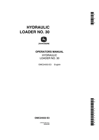 John Deere NO.30 Hydraulic Loader Operator’s Manual Instant Download (Publication No.OMC24553)