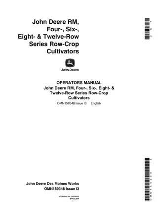 John Deere RM Four- Six- Eight and Twelve-Row Series Row-Crop Cultivators Operator’s Manual Instant Download (Publication No.OMN159348)