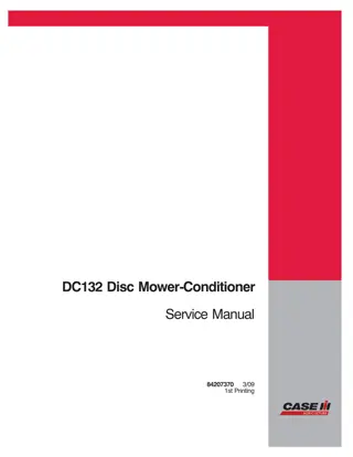 CASE IH DC132 Disc Mower Conditioner Service Repair Manual Instant Download (Part Number 84207370)