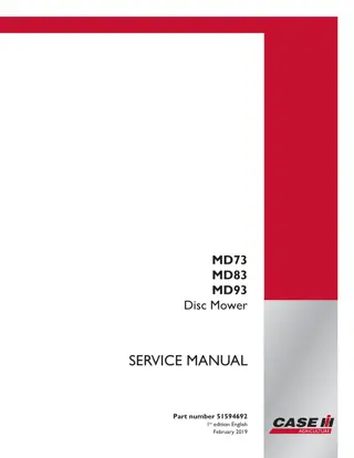 CASE IH MD73 MD83 MD93 Disc Mower Service Repair Manual Instant Download (Part Number 51594692)