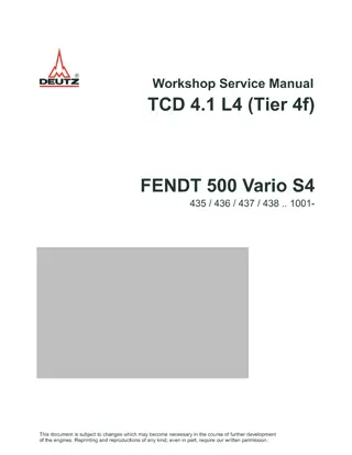 Deutz TCD 4.1 L4 (Tier 4f) Engine Service Repair Manual Instant Download