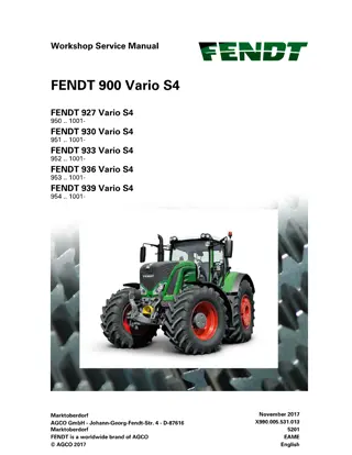 Fendt 927 930 933 936 939 Vario S4 Tractor Service Repair Manual Instant Download (Part No. X990.005.531.013)