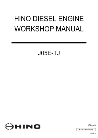 Hino J05E-TJ Diesel Engine Service Repair Manual Instant Download (Book Code No. KSS-Z4J5-001E)