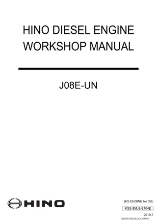 Hino J08E-UN Diesel Engine Service Repair Manual Instant Download (Book Code No. KSS-SMJ8-E104E)