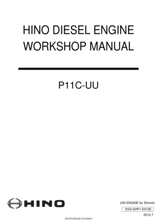 Hino P11C-UU Diesel Engine Service Repair Manual Instant Download (Book Code No. KSS-SHP1-E012E)