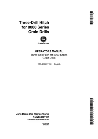 John Deere Three-Drill Hitch for 8000 Series Grain Drills Operator’s Manual Instant Download (Publication No.OMN200227)