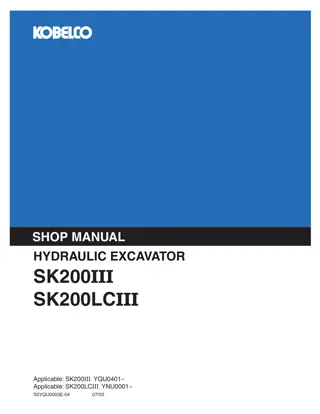 Kobelco SK200 III, SK200LC III HYDRAULIC EXCAVATOR Service Repair Manual Instant Download (Book Code No. S5YQU0003E)