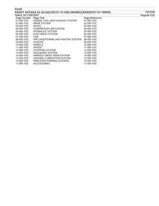 Fendt KATANA 65 S4 (65200101-01100) (WAM652XXX00F01101-99999) forage harvester Parts Catalogue Manual Instant Download (Part No. F652000)