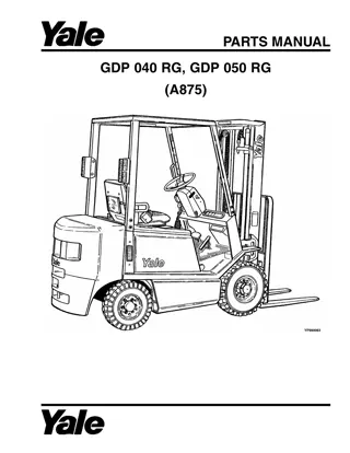 Yale (A875) GDP 040 RG, GDP 050 RG Forklift Parts Catalogue Manual Instant Download