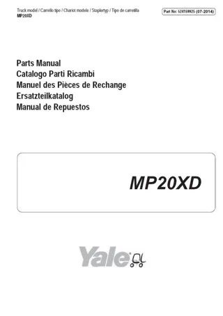 YALE (A892) MP20XD Parts Catalogue Manual Instant Download