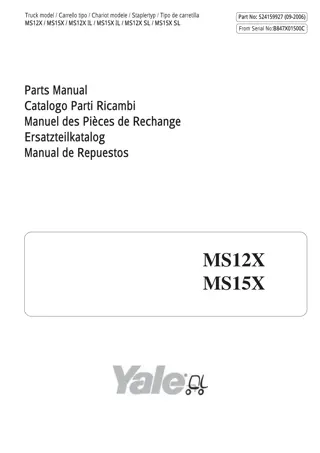 YALE (B847) MS12X MS15X Parts Catalogue Manual Instant Download