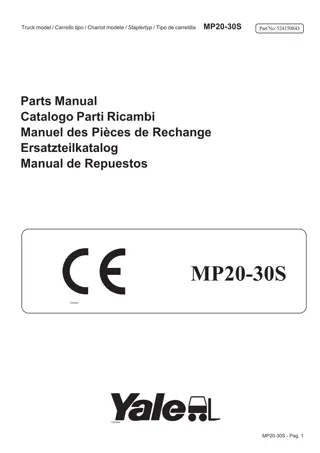 Yale (B853) MP20-30S Heavy Duty Pallet Truck Parts Catalogue Manual Instant Download