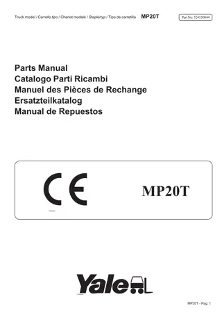 Yale (B854) MP20T Heavy Duty Pallet Truck Parts Catalogue Manual Instant Download