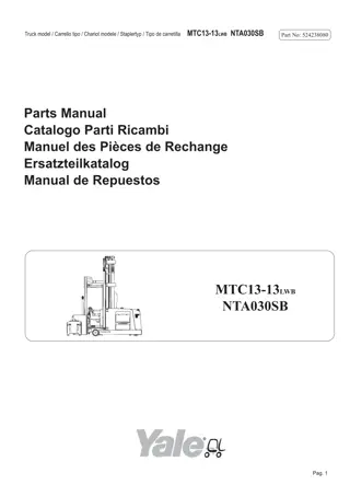 Yale (B868) MTC13-13LWB Forklift Truck Parts Catalogue Manual Instant Download