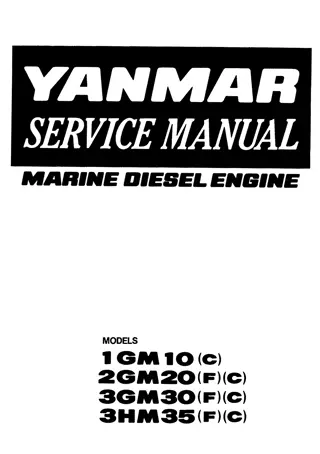 Yanmar 1GM10 2GM20 3GM30 3HM35 2GM20F 3GM30F 3HM35F 1GM10C 2GM20C 3GM30C 3HM35C Marine Diesel Engine Service Repair Manual Instant Download