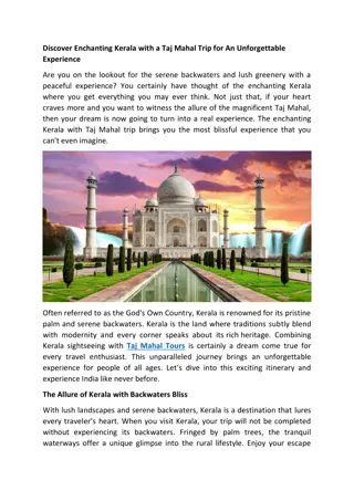 Kerala with Taj Mahal Trip for An Unforgettable Experience