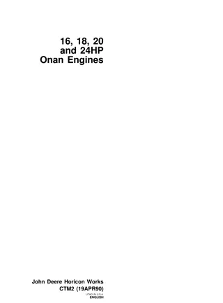 John Deere Engines Onan 16 18 20 24 HP Engines Service Repair Manual Instant Download