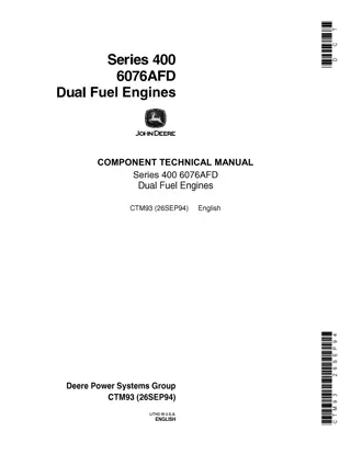 John Deere Series 400 6076AFD Dual Fuel Engines Service Repair Manual Instant Download  (ctm93)