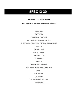 Toyota 5FBC13-30 Battery Forklift Service Repair Manual Instant Download