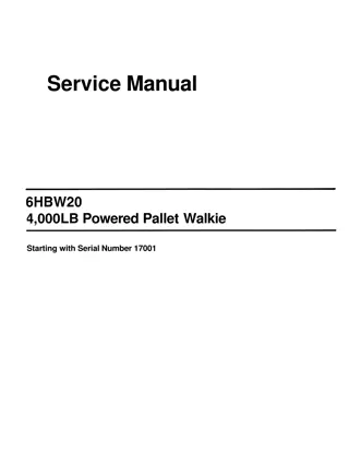 Toyota 6HBW20 4000LB Powered Pallet Walkie Service Repair Manual Instant Download