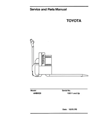 Toyota 6HBW20 Electric Pallet Jack Walkie Walk Service Repair Manual Instant Download