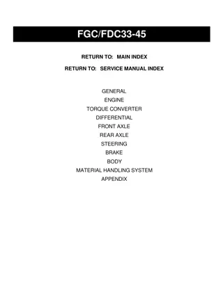 Toyota FDC33  FGC33  FDC35  FGC35  FDC40  FGC40  FDC45  FGC45 Forklift Service Repair Manual Instant Download