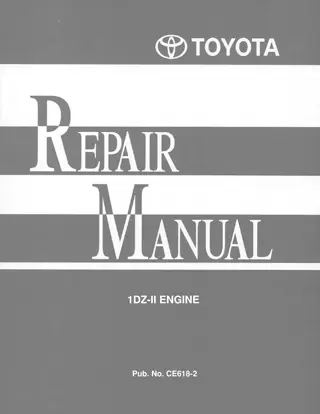 Toyota Forklift Engine 1DZ-II Model Service Repair Manual Instant Download