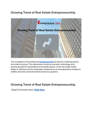 Growing Trend of Real Estate Entrepreneurship.