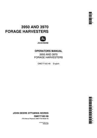 John Deere 3950 and 3970 Forage Harvesters Operator’s Manual Instant Download (Publication No.ome77183)