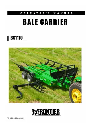 John Deere Frontier BC1110 Bale Carrier Operator’s and Parts Catalog Manual Instant Download (Publication No. 5TB109110335)